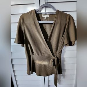 Olive green wrap blouse